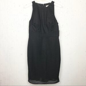 Aiden Mattox Sleeveless Shadow Stripe Dress Jewel Neck Midi Length Black Size 6